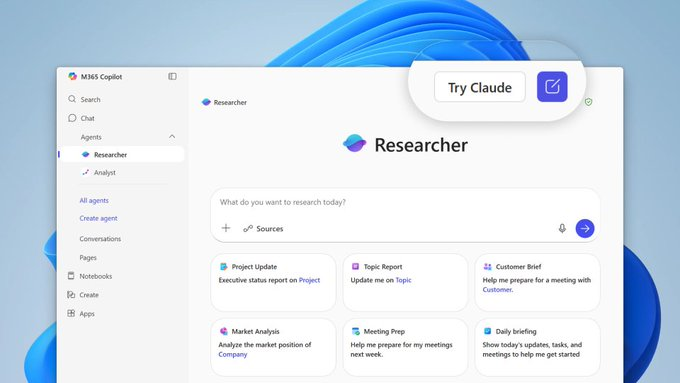 Microsoft intègre Anthropic Claude à Microsoft 365 Copilot : disponible pour la première fois dans Researcher et Copilot Studio