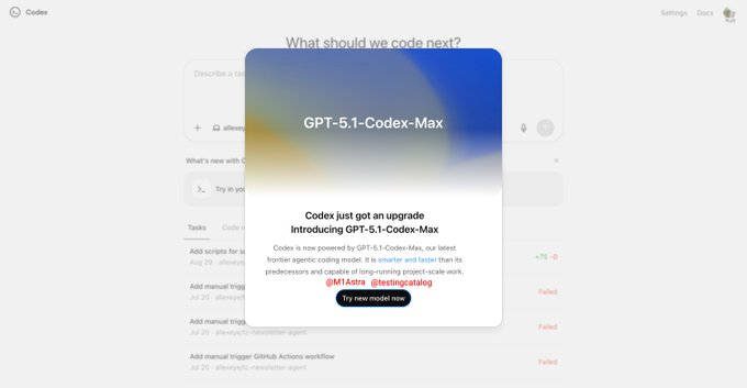 GPT-5.1-Codex-Max s’est révélé destiné aux « grands projets » et est connu comme un modèle de codage proxy de pointe