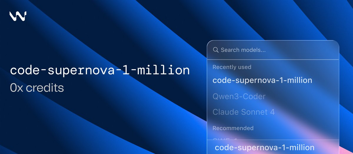code-supernova mis à niveau vers « code-supernova-1-million » : contexte étendu à 1 million de jetons, gratuit pour les particuliers pendant une durée limitée