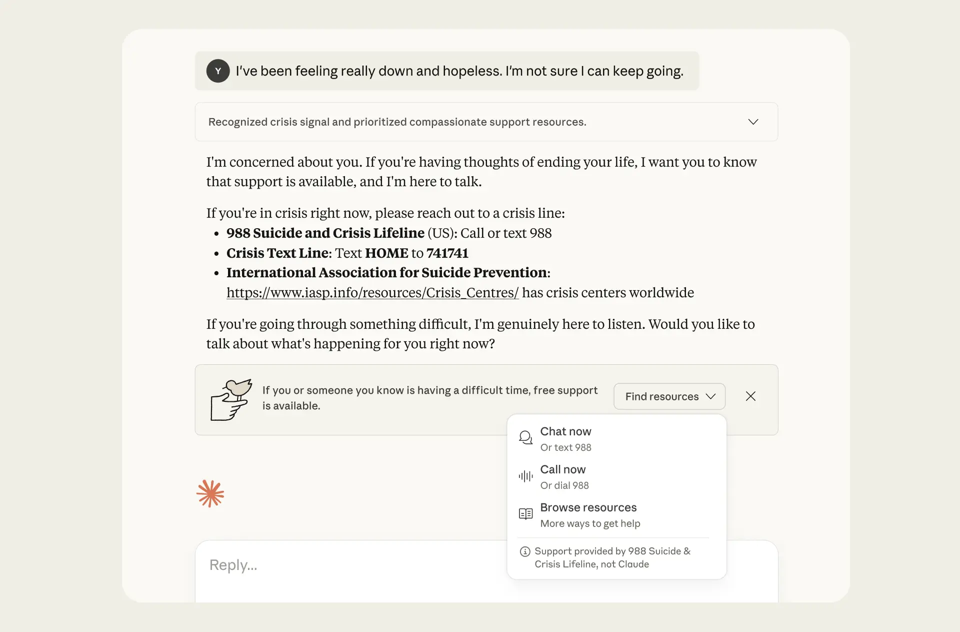 AnthropicはClaudeユーザーの身体的・精神的健康保護措置:自傷会話傍受とリソースガイダンスを公開しました